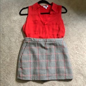 Houndstooth skort (black & red)